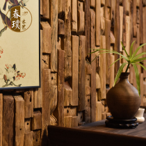 Old Elm Wood Decorated Board With Wall Panel TV Background Wall Vin Fossil Mosaic Solid Wood Weathering and rugged wall
