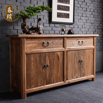 Old elm dining side cabinet Solid wood shelf Light luxury style entrance cabinet Modern simple new Chinese partition Nordic storage