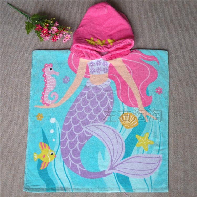 Foreign Trade Original Order Pure Cotton Mermaid Style Children's Bath Towel Girls' Swimming Beach Towel Cape Unicorn Bathrobe
