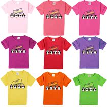 20 boys and girls cotton Penguin short sleeve T-shirt childrens rose pink purple half sleeve six kindergarten performance T Summer