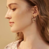Серьги, модные матовые клипсы, стиль, серебро 925 пробы, золото 14 карат, простой и элегантный дизайн