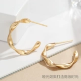 Серьги, модные матовые клипсы, стиль, серебро 925 пробы, золото 14 карат, простой и элегантный дизайн