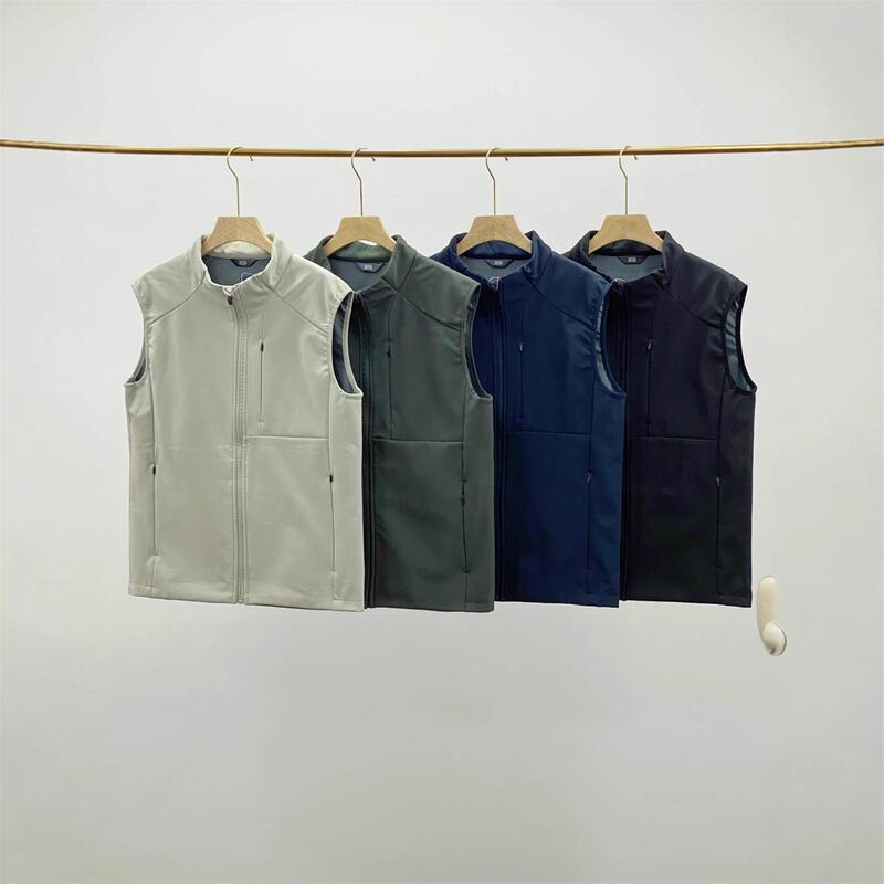 Autumn and Winter Men's Water-Repellent Stand-Up Collar Thin Velvet Soft Shell Warm Soft Shell Vest 8936