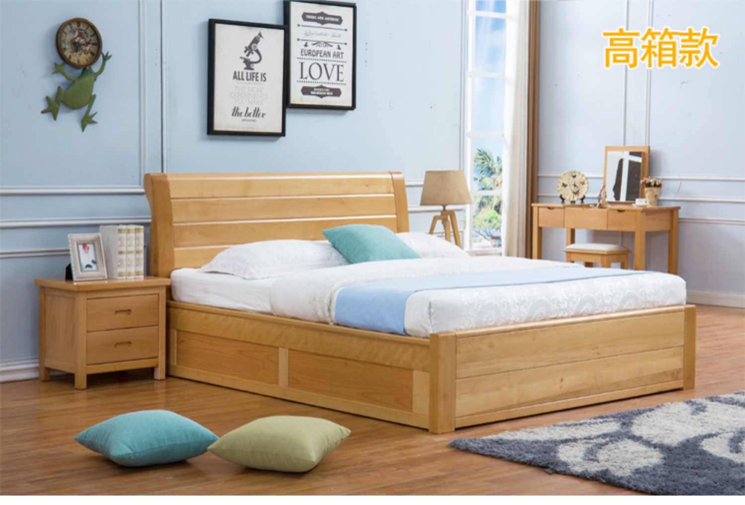 Elm gỗ giường chủ phòng ngủ hiện đại tối giản đôi giường cưới áp lực thủy lực hộp lưu trữ giường ngăn kéo giường kéo - Giường giường gấp hàn quốc