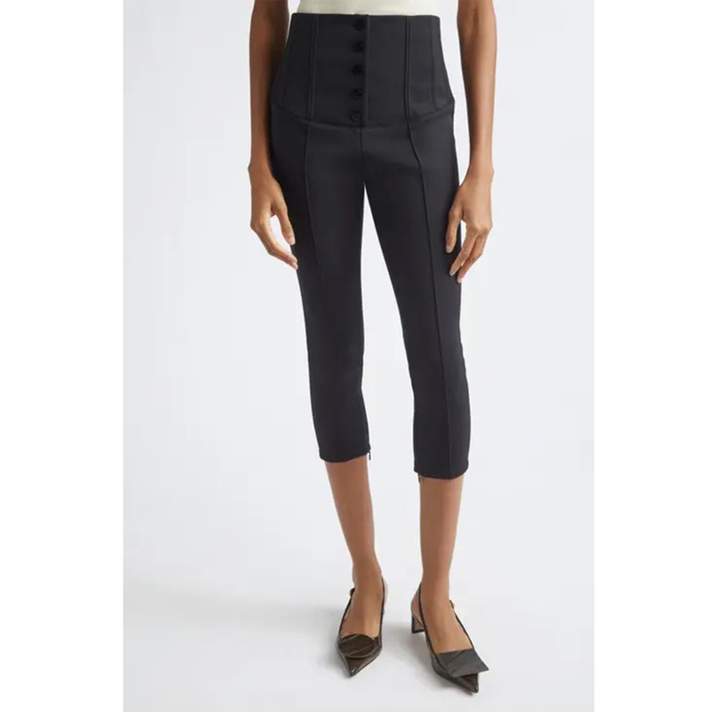 French Minimalist Style 26 Early Autumn Single-Row Fishbone Support Three-Dimensional Pleated High-Waisted Slim-Fit Leggings Cropped Shorts