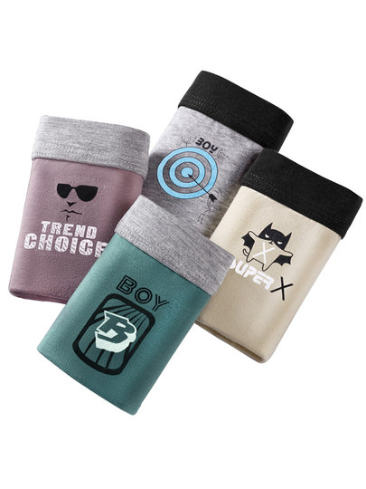 Pure Cotton Underwear Men's Boxer Briefs for Teenagers in the Developmental Period, High School and Junior High School Students' Shorts, Breathable Cotton Boxer Briefs