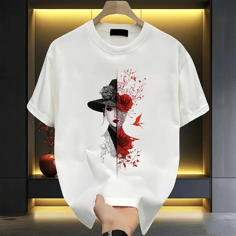 Kurishiki Isuke Trendy High Street Creative Printed Short-Sleeved T-Shirt for Men, Summer Casual Trendy Cool Loose Half-Sleeve Kurishiki Isuke Trendy High Street Creative Printed Short-Sleeved T-Shirt for Men, Summer Casual Trendy Cool Loose Half-Sleeve