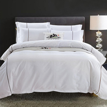Pure cotton 60 Tribute Satin four pieces Pure Color Folk bed Upper Supplies 5-star hotel Guesthouse Decent Board Room White