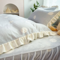 Han Style Lace Princess Milk Suede Four Pieces Fleck Velvet Thickened Warm Winter Bed Dress Bed Linen Style Bedding