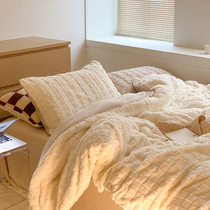 Ultra-thick 280g otters wool Fairy square solid four sets B version matt milk suede thickened warm bed supplies