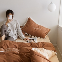 2021 Spring Summer New Products Teenage Girl Hearts Ladies Han Style Pure Cotton A-washed Cotton Four Pieces of Pure Color Bed bedding