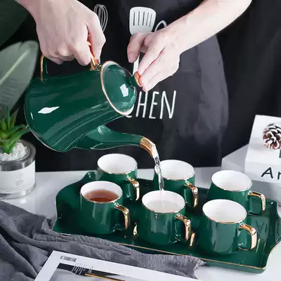Nordic luxury ceramic water set Household American water cup Living room complete set of cups, tea sets, tea cups, heat-resistant kettles