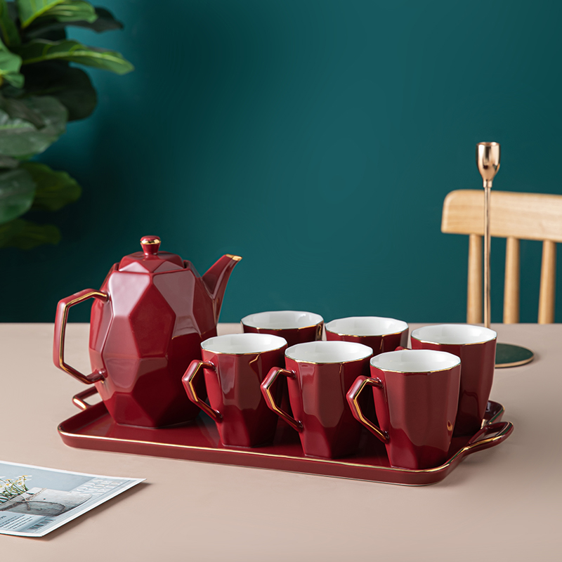 Ceramic teapot Nordic tea cup English style Lower afternoon tea tea set Set European style ancestral mother green mug light and luxurious water glass home