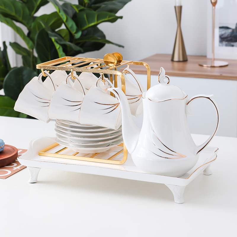 Ceramic light and luxurious drinking water cup Home suit Living room Tea Tea Nordic Style With Tray Teapot Tea Cup Water