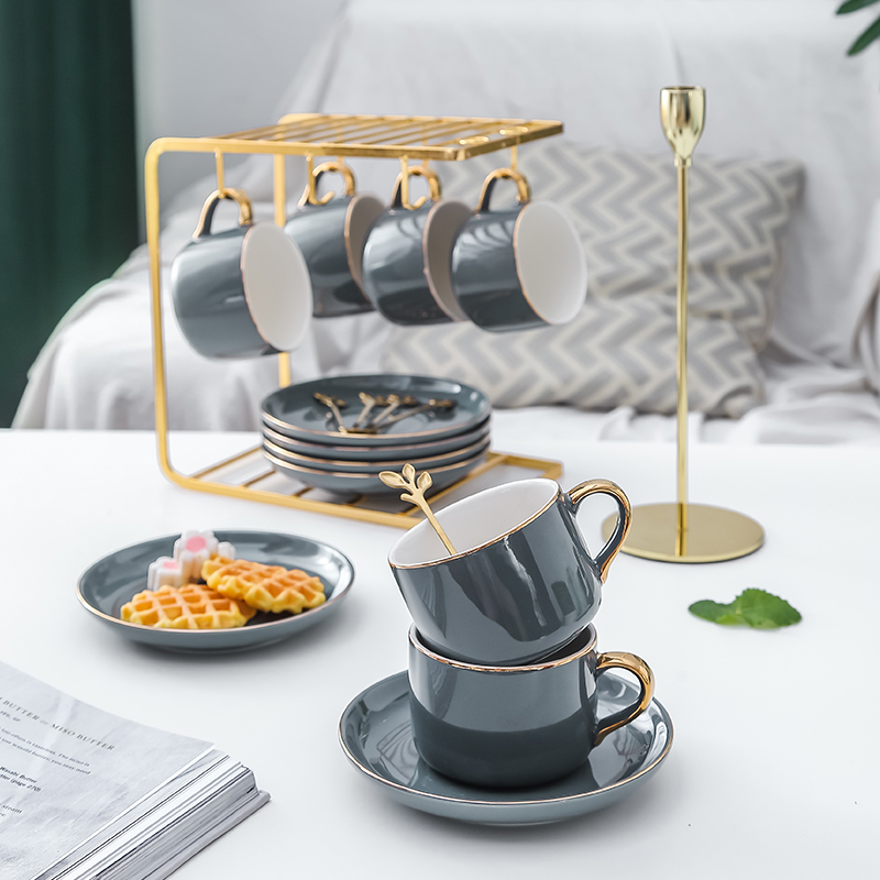 Coffee Cup Disc Suit European Style Luxurious Home Cup English-style Afternoon Tea Tea Set Nordic Tea Cup Flower Tea Cup Saucer