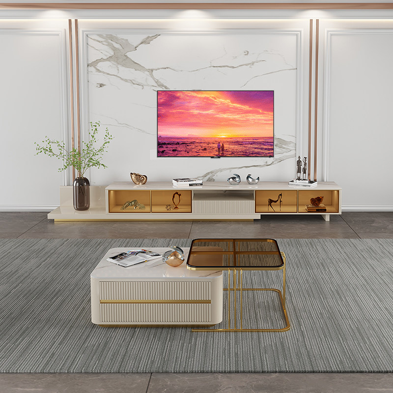 Italian wabi-sabi round size coffee table small apartment living room modern minimalist home TV cabinet coffee table combination set