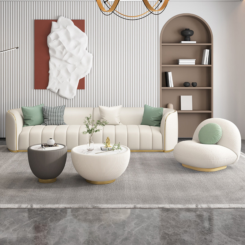 Light Lavish Real Leather Sofa Composition Living Room Size Household Type Postmodern Minimalist Leather Art Sofa Head Layer Cow Leather