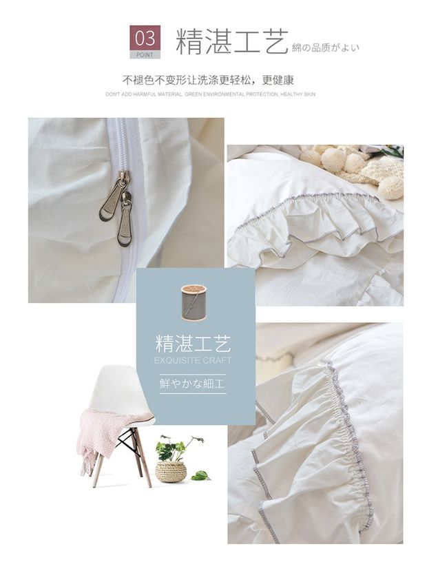 Châu Âu cotton trắng giường bốn bộ in cô gái chăn tấm trải giường công chúa gió giường đôi giường - Bộ đồ giường bốn mảnh chăn ga gối đẹp