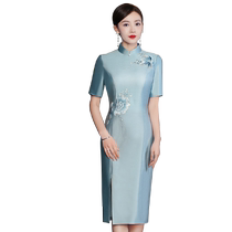 2024 young mother-in-law cheongsam dress noble high-end and elegant new Chinese style wedding banquet dress can be worn at ordinary times