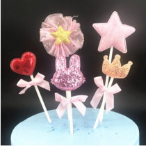 Baking Cake Decoration Pink Shiny Twinkling Cute Little Rabbit Decorations Illustrator Plug-in Birthday Party Dress Costume