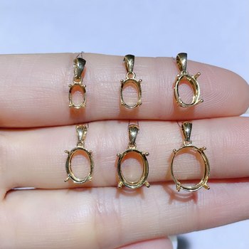 18k gold simple four claw pendant empty holder