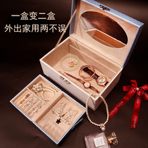 Jewelry box Princess European-style Korean storage box double-layer simple jewelry box jewelry box earrings earrings storage box