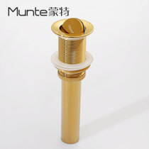 No overflow hole sewer light luxury titanium gold table upper basin flip pop glass wash basin plug sewer head