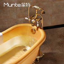  Jade bathtub shower faucet In-wall cylinder edge floor-to-ceiling shower Brass titanium gold princess cylinder faucet