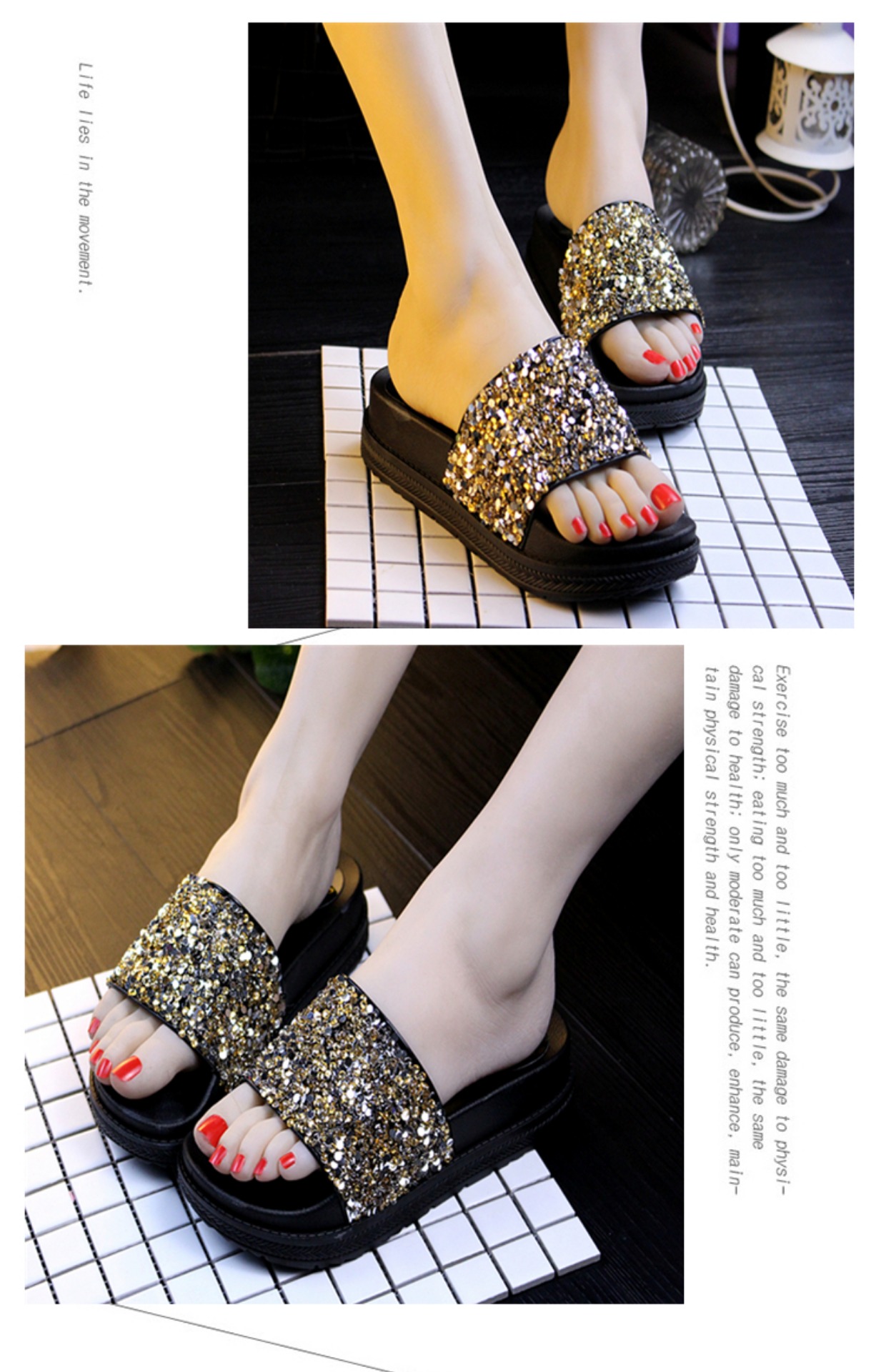 Phiên bản Hàn Quốc của dép sandal và dép đế dày dày kim cương sáng dép nữ bánh xốp với dép đi biển mùa hè hoang dã mang dép nữ giày vascara