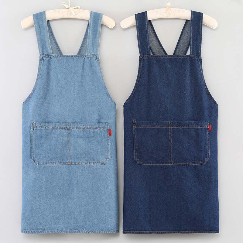 Washable Soft Denim Home Cooking Apron, Thickened and Wear-Resistant Denim Fabric, Cross-Back Straps, New Stylish and Simple Apron