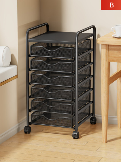 File Rack under the Table Multi-Layer Data Storage Cabinet Office File Classification Shelf with Wheels Pull-Out Trolley File Storage Artifact File Storage Basket Office Storage Artifact Iron Art