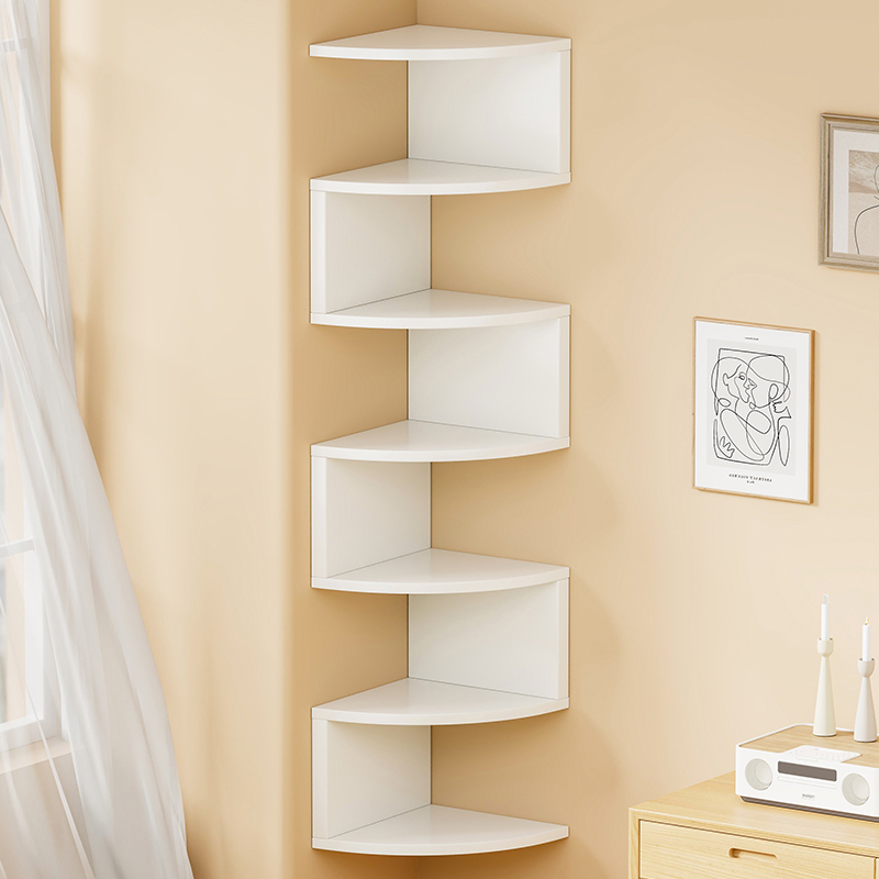 Wall-Mounted Shelf for Bedroom, Corner Storage Partition, Wall-Mounted Bookshelf, Household Corner Triangle Storage Cabinet