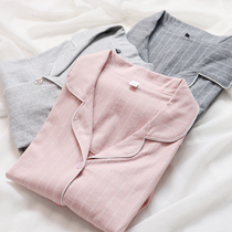 New spring autumn style pure cotton knit cotton minimalist for couples striped long sleeves long pants pyjamas suit home for men and women