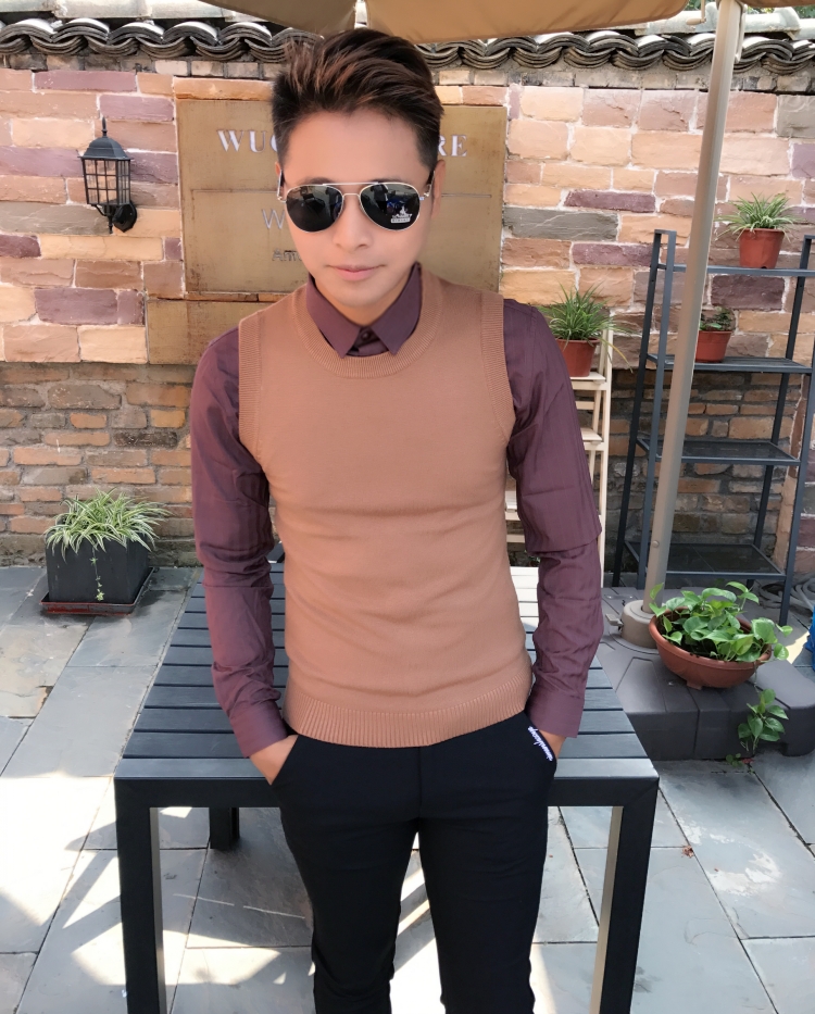 Mùa thu đông mới thời trang áo len vest nam nam phiên bản Hàn Quốc của áo vest nam nam áo len mỏng vest ấm áp áo sơ mi áo gile hàn