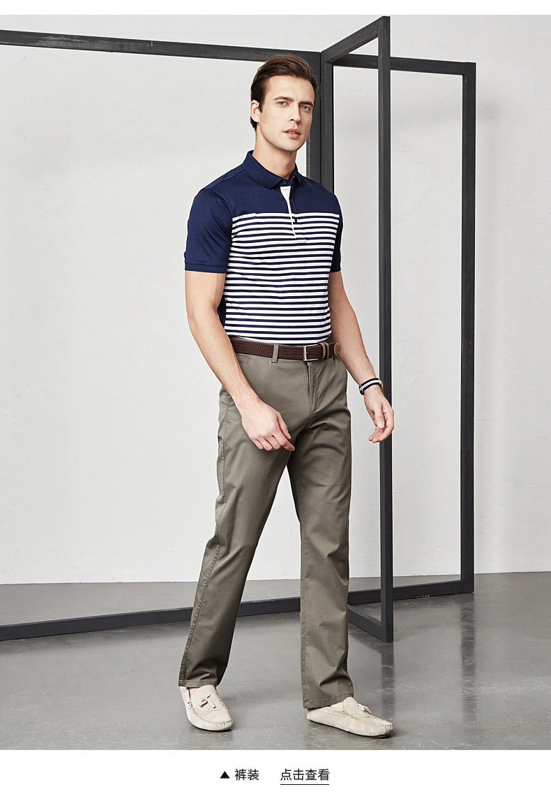 富绅 男士经典条纹短袖Polo衫 图3
