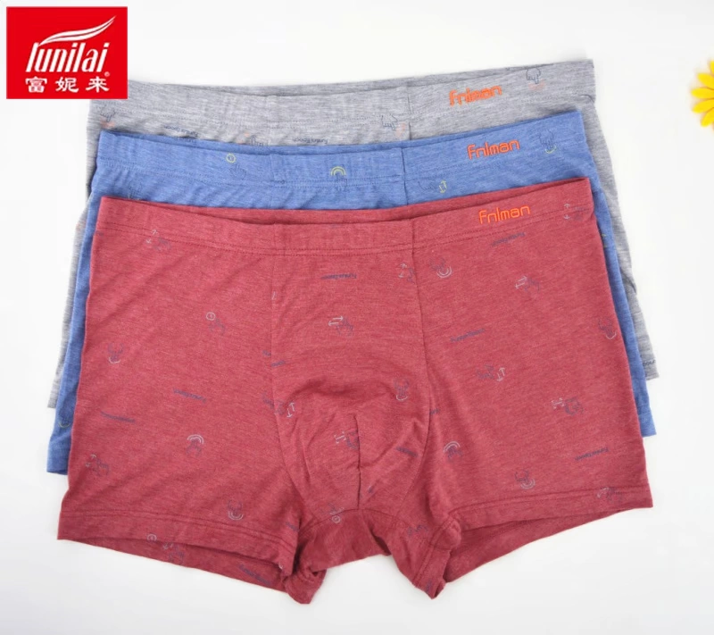 Đồ lót nam Fu Nilai Eo Boxer Mới Tre Fiber Zhu Lier Four Corners Flat Soft and Thoải mái 1313