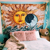  Background cloth Ins hanging cloth Sun moon and stars shaking sound net red Nordic Tapestry Photo dormitory decoration wall cloth tapestry