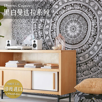  Phoenix art tapestry India imported handmade printing and dyeing Mandala Mandala hanging cloth-black and white series