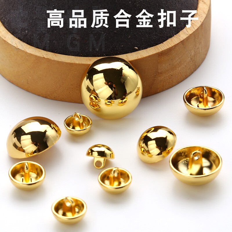 High-Quality Mushroom Shirt Buttons, Bald Metal Buttons, Gold Cardigans, Exquisite Accessories, Hand-Stitched Gold Chinese Clothing