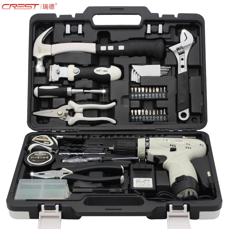 Reed 86pc electric tool set combination hardware set home electrician woodworking repair hand electric drill toolbox