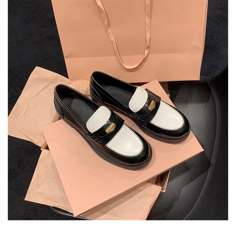 Miu # Women's Retro Versatile Loafers with Gold Coins, 2024 New Style, Chunky Heel Leather Shoes, British Style Casual Shoes. Miu # Women's Retro Versatile Loafers with Gold Coins, 2024 New Style, Chunky Heel Leather Shoes, British Style Casual Shoes.