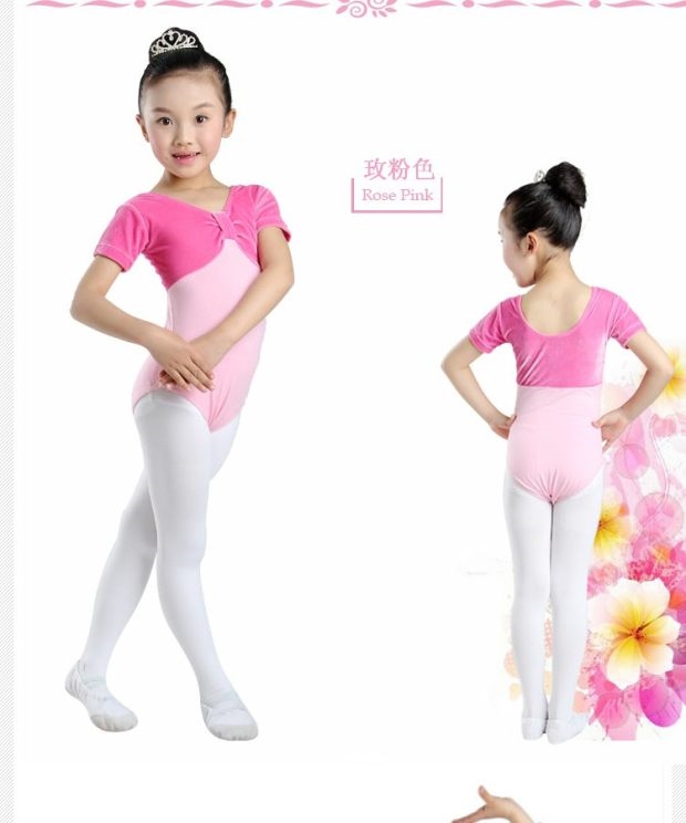 Trẻ em khiêu vũ trang phục tập thể dục màu tím quần áo cô gái nhung ngắn tay vàng thực hành quần áo một mảnh mùa hè shop quần áo trẻ em đẹp