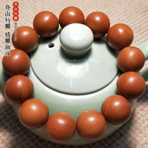 Zhoushan nuclear carving olive core hand string plain beads big core Zhengyuan pure hand carving five-year-old oil core mens text play