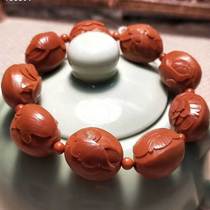 Pure hand carved Sunangong relief lotus olive core carving Mens and womens text play hand string bracelet