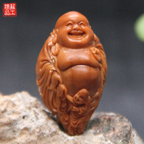 Big seed oil core Olive core carving eight treasures Maitreya Single seed Sunangong Suzhou Zhoushan pure hand carving hand parts