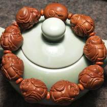 Olive core pure hand carved Su Gong Nangong iron core short round Maitreya text play mens hand string bracelet