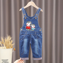 2021 autumn childrens denim overalls boys and girls baby jumpsuit 0-1-2-3 years old baby jeans