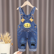 Childrens trousers autumn clothes baby denim trousers overalls 01-2-3 years old boys and girls childrens clothing infants and young children open crotch pants