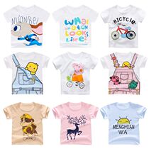 Summer new short-sleeved top white T-shirt cotton male baby girl baby 0-1-2-3 years old infant childrens clothing
