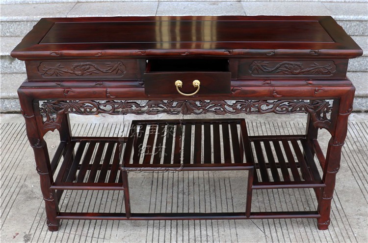 Nội thất gỗ gụ Lào gỗ hồng đỏ cũ chất liệu màu đen chạm khắc hoa trường hợp bàn sơn Sian Dalberg Bàn phong cách Trung Quốc - Bàn / Bàn 	bàn gỗ tân cổ điển